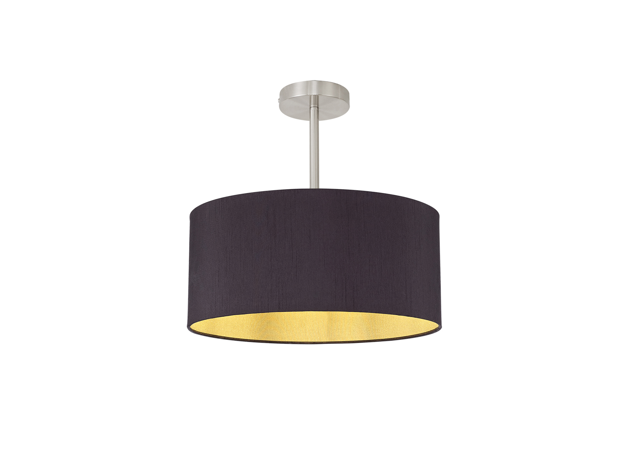 Baymont 40cm Semi Flush 1 Light Satin Nickel, Midnight Black/Green Olive DK0251  Deco Baymont